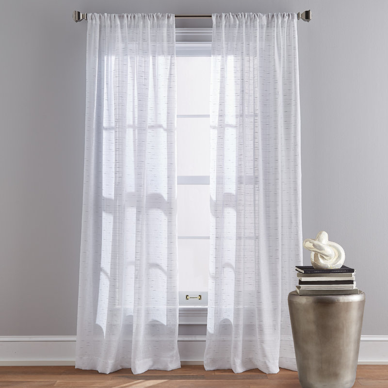 Modern Off-White Sheer Polyester Rod Pocket Curtain Panels