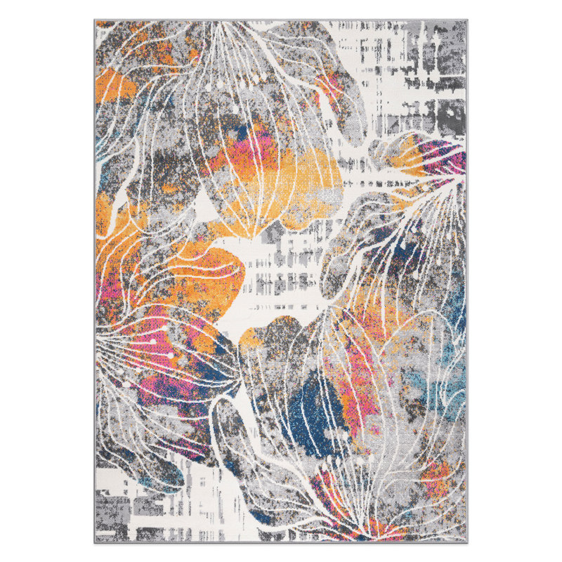 Dionta Abstract Floral Area Rug, Multicolor, Rectangle 5' x 7'