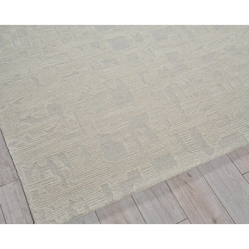 Aspen Hand Tufted Abstract Area Rug, Silver/Ivory, Rectangle 8' x 10'