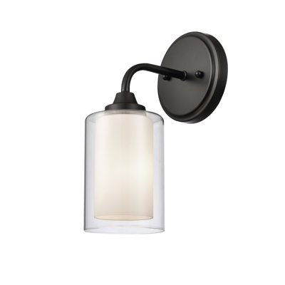 Fairbank - 1 Light - 5 inch - Matte Black - White & Clear Shade - Bath Vanity Light