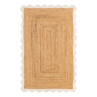 Solid Scallop Braided Jute Rug
