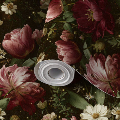 Papier de contact à peler et coller avec papier peint botanique luxueux à motif floral répétitif ivoire mauve auto-adhésif et amovible 24 po x 118 po (60 x 300 cm)