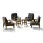 Ensemble de conversation d'extérieur en teck pour quatre personnes avec coussin et deux tables d'appoint-738850613-738850612