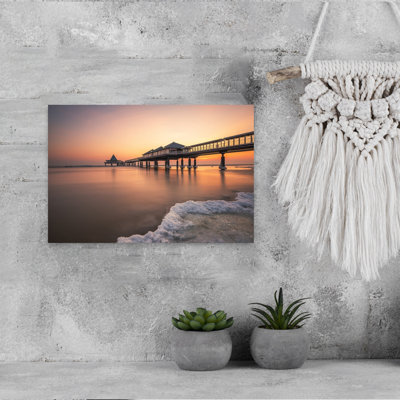 Pier Sunset Peaceful Serene Tranquil Coastal Ocean Wall Art Print