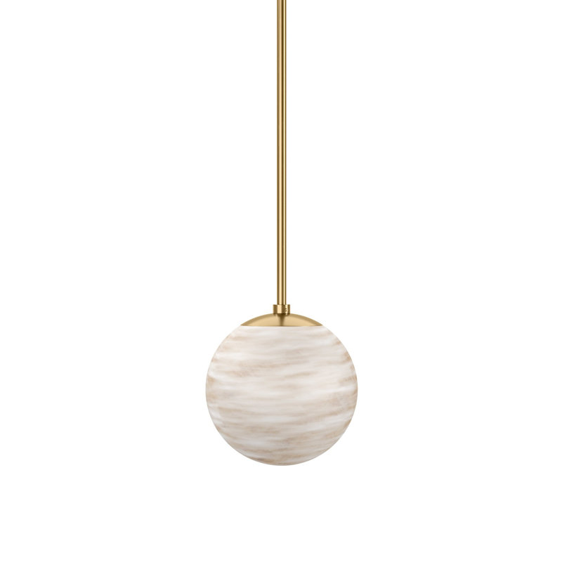 Marbled Globe 1 - Light Pendant, Burnished Brass, 7.87" H x 7.87" W x 7.87" D