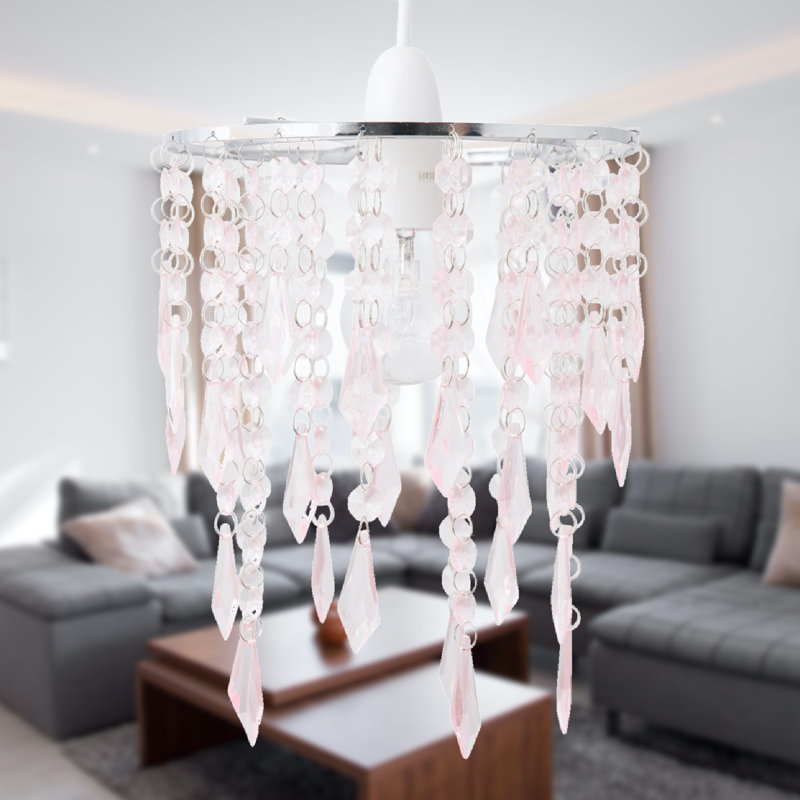 26cm H Plastic Novelty Pendant Shade ( Uno ), Chrome/Pink