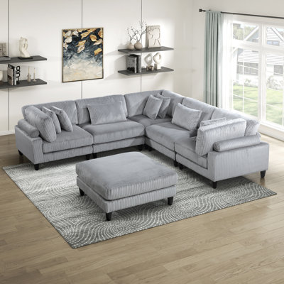 Canapé modulaire en velours côtelé 6 pièces 120 po Loowit