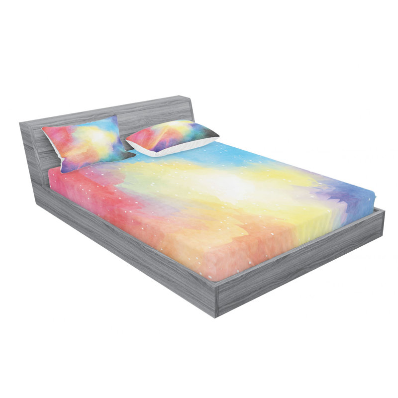 Microfiber Abstract Sheet Set, Full/Double Sheet Set with Fitted Sheet