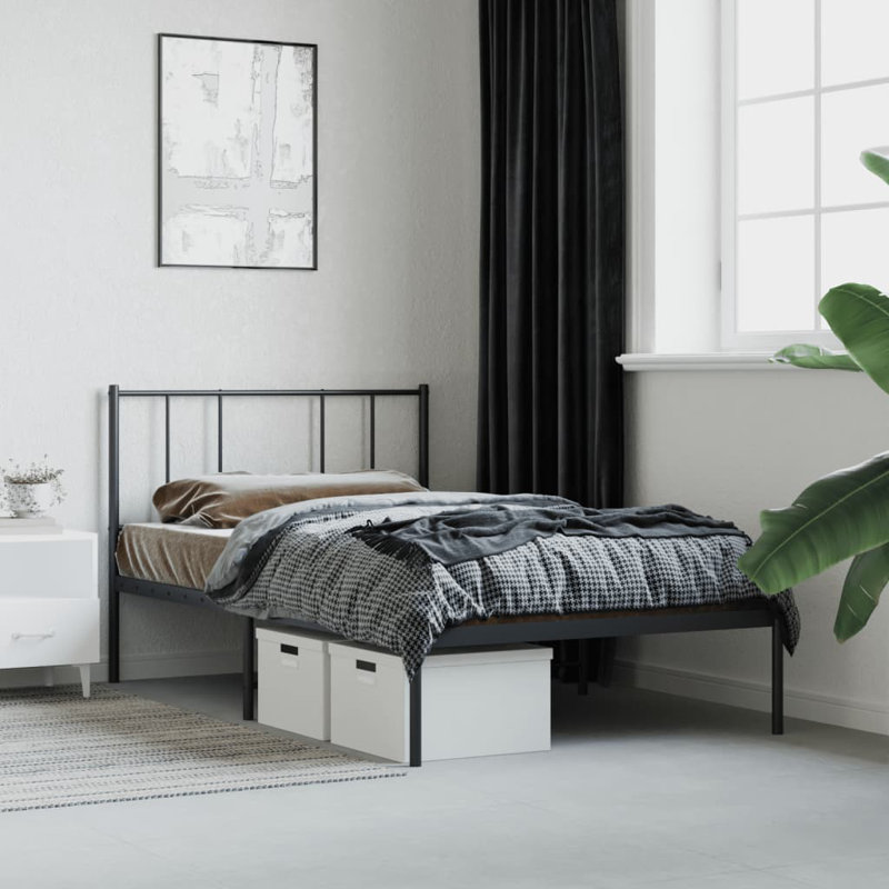 Lokesh Metal Bed, 90 x 190 cm, Black