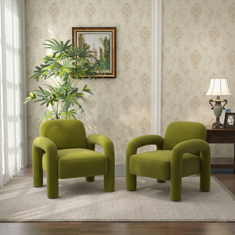 Iryanna Velvet Armchair, Green Velvet, 2