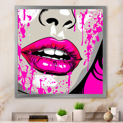 Popart sensuel, lèvres roses sur toile