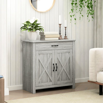 Utility Room Cabinet, Stone Gray - Adjustable Shelf And Drawer For Practical Storage Buffet Table With Design Living Room, Entryway, Kitchen Cabinet