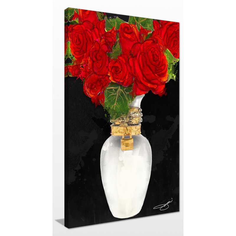 «Flowers in Red», reproduction, Toile tendue, H 30 po x l 18 po x P 1 po