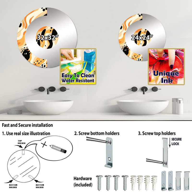 Miroir mural Modern, 23,6 po x 23,6 po