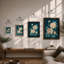 Peonies In Teal Botanical - Print-200322201-200322202