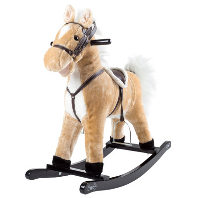 Happy Trails Rocking Horse - Soft and Plush Ride-On with Sturdy Wooden Base - Hand-Crafted Toy Rocker for Toddlers Ages 3 and Up