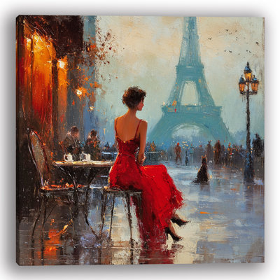 Parisian Café View Wrapped Canvas Wall Art