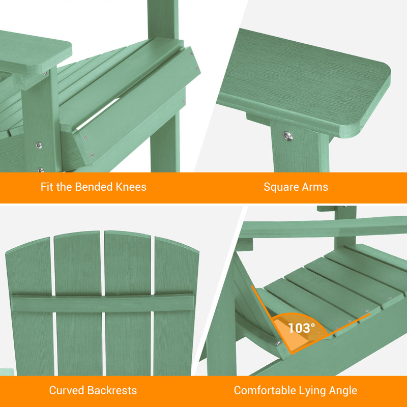 Bergenfield Plastic Adirondack Chair Weather Resistant Chair for Backyard Deck, Dark Green