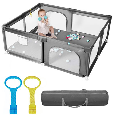 Parc pour bébé, parc pour bébé très grand 71 po x 59 po, parc pour bébé avec barrière, centre d'activité pour bébé de 0 à 6 mois, parc de sécurité robuste avec filet doux, parc pour tout-petits
