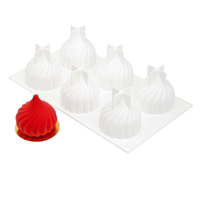 Moule en silicone spirale 6 cavités, 1 moule prêt-à-manger - flexible et congelable