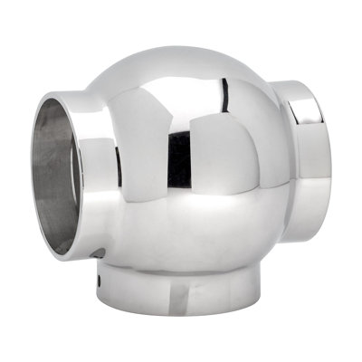 2" Dia. X 3-3/8" H Polished Stainless Steel Ball Tee For 2-Inch Bar Rail