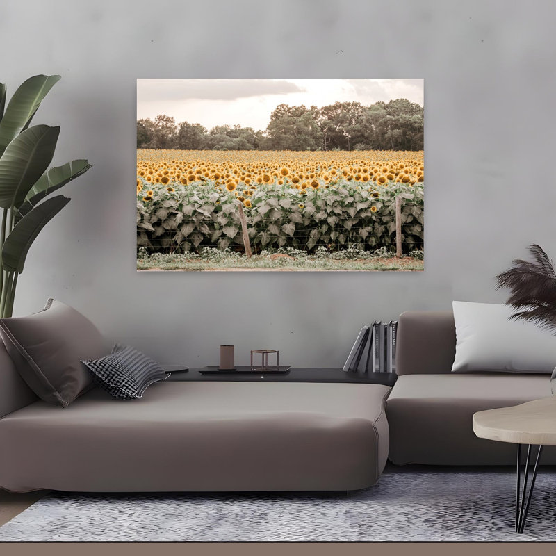 Tournesol champ n ° 7 abstrait contemporain tournesol paysage art floral, H 48 po x l 32 po