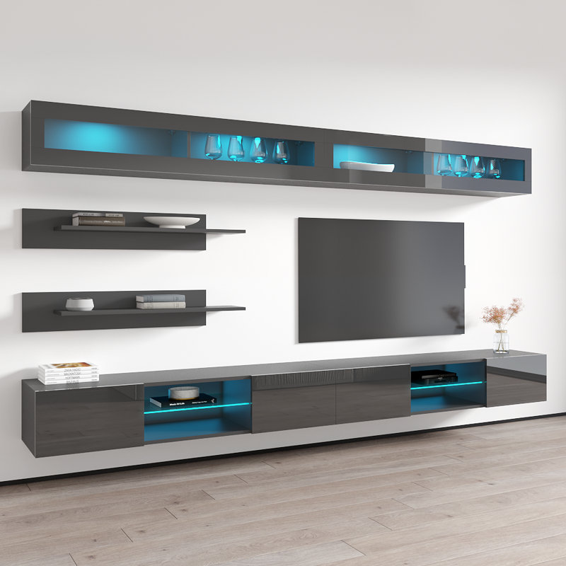 Meuble audio-vidéo flottant Fly 126 "I 33TV, Gris