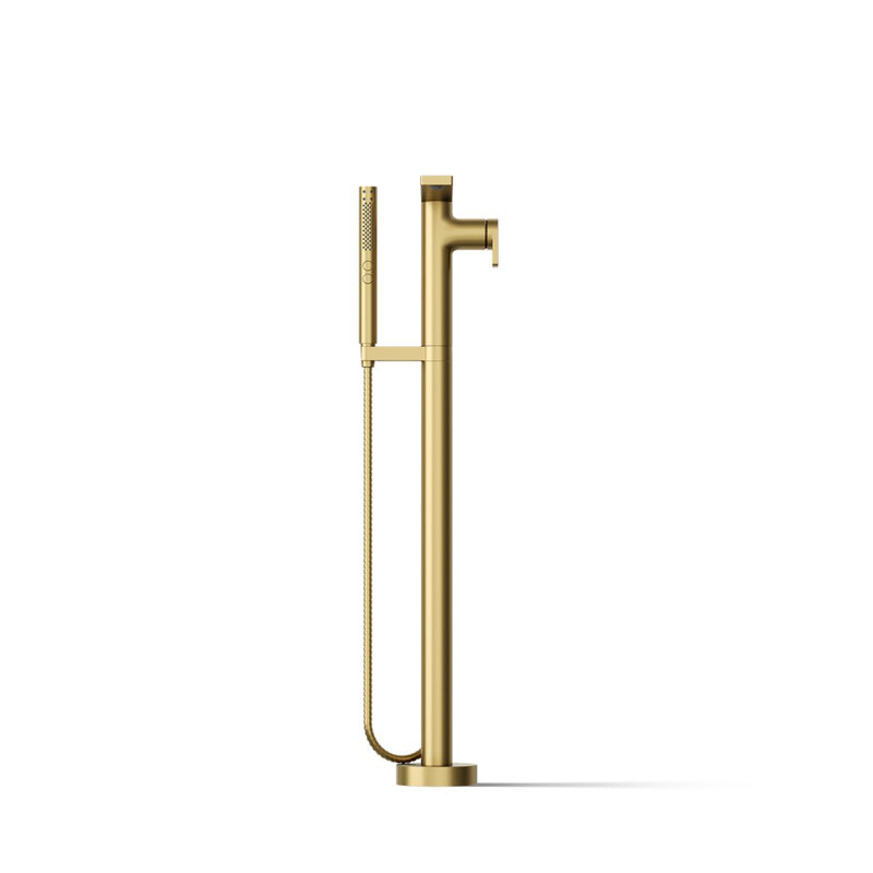 Composed Freestanding Bath Faucet, Vibrant Brushed Moderne Brass