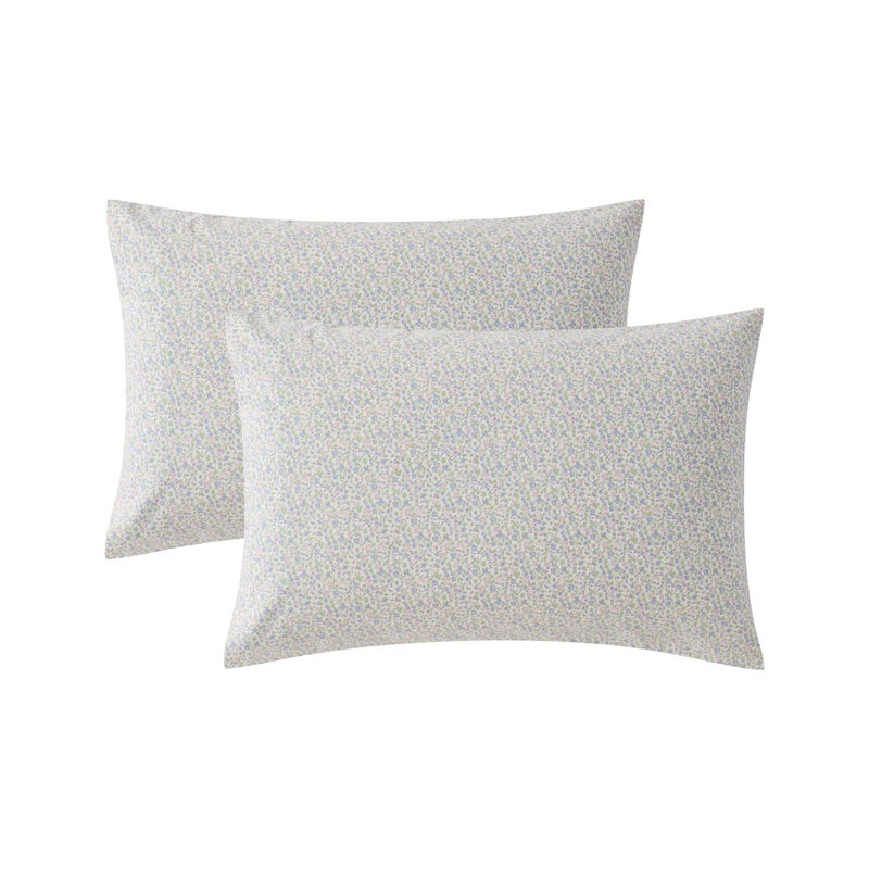 Laura Ashley Printed Cotton Percale Pillowcase Set, Emogene Purple, King Pillowcase Set