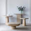 Table d'appoint, table d'appoint, petite table de bout, table de bout carrée, avec base à piédestal