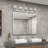 5 Light Brushed Nickel. Extra Large Vanity Sconce With Mouth Blown Clear Glass