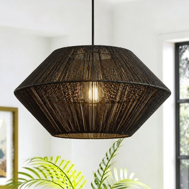 Rivington 1-Light 25.19 inch E26 Base Black Finish Woven Pendant Light