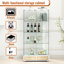Petite armoire en verre trempé à 4 tablettes avec éclairage à DEL de 13 couleurs, rangement verrouillable et 2 tiroirs pour le bureau, la cuisine, les lumières de porte multifonctionnelles naturelles et élégantes-926544420