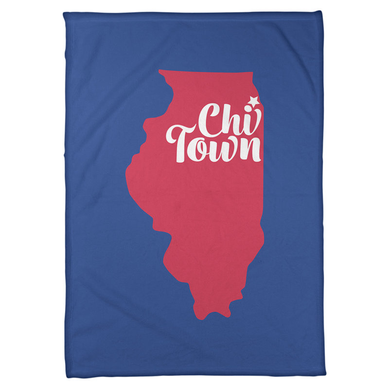 Couverture de polaire chicago de la maison, 60 po x 80 po, Bleu / Rose
