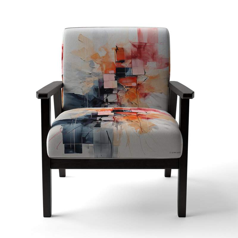 Fashion Calvin K Geometric Glam II - Upholstered Modern Arm Chair, Fashion Art Accent Chair