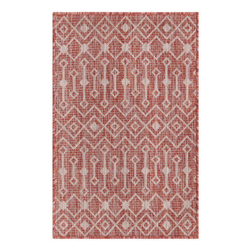 Tapis rouge rouille intérieur / extérieur Julieta, Rectangle 2 pi x 3 pi 1 po