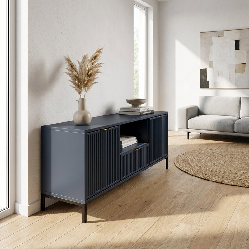 Unfinished TV Stand, 56cm H x 135cm L x 41cm W, Indigo