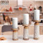 Bougeoirs en bois sculptés à la main LuxeDesigns - Ensemble (3) (6 po, 8 po, 10 po) - Finition blanc ivoire avec sculptures florales
