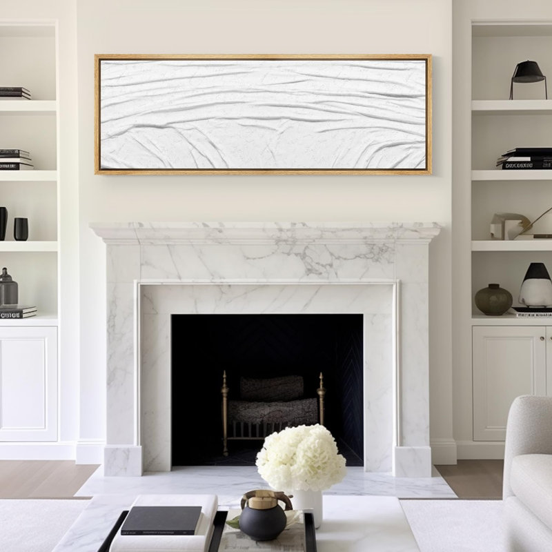 «White Abstract Elegant Minimalist», reproduction sur toile, H 20 po x l 60 po, Naturel