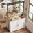 42" Island with Storage - Heavy-Duty Multi-Functional Kitchen Cart with 30mm Thick Countertop, 2-Tier Shelves, 5 Hooks, and Solid Wood Construction-1742503978