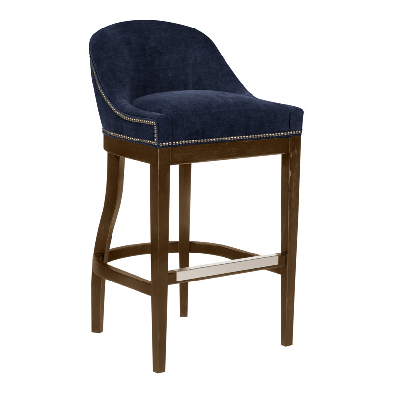 Calloway Upholstered Bar Stool with Solid Wood Frame, Nadia Eclipse, Havana