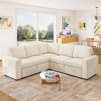 Honbay L Shaped Sleeper Sectional Sofa Couch With Storage Seat