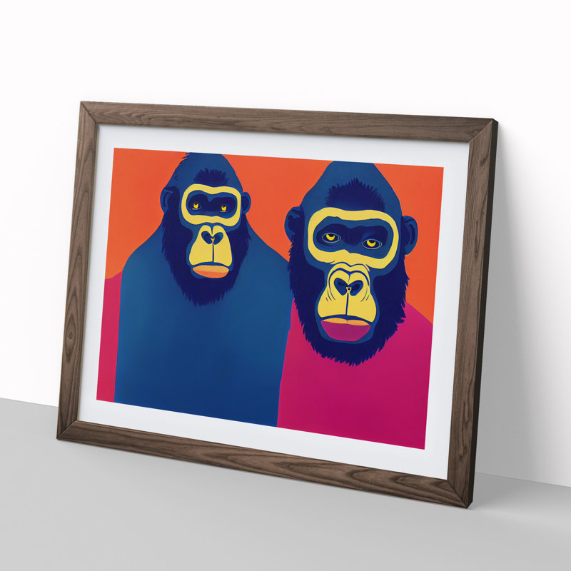 Gorilla Abstract Vol.2 - Single Picture Frame Print, 46cm H x 64cm W x 2cm D, Walnut Framed
