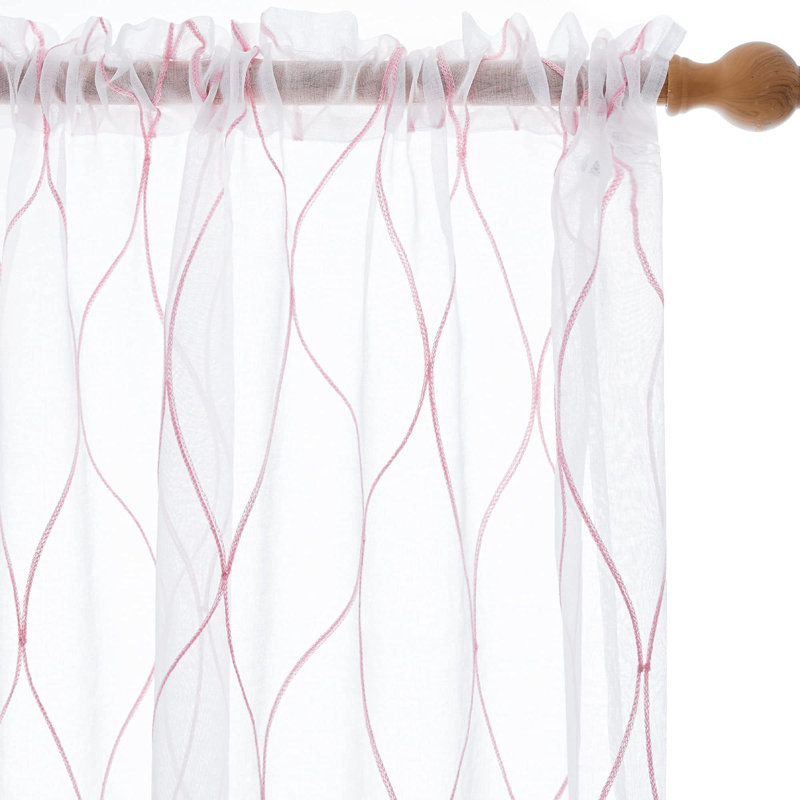 Bravar Sheer Curtain Pair, Pink, 45" W x 52" L