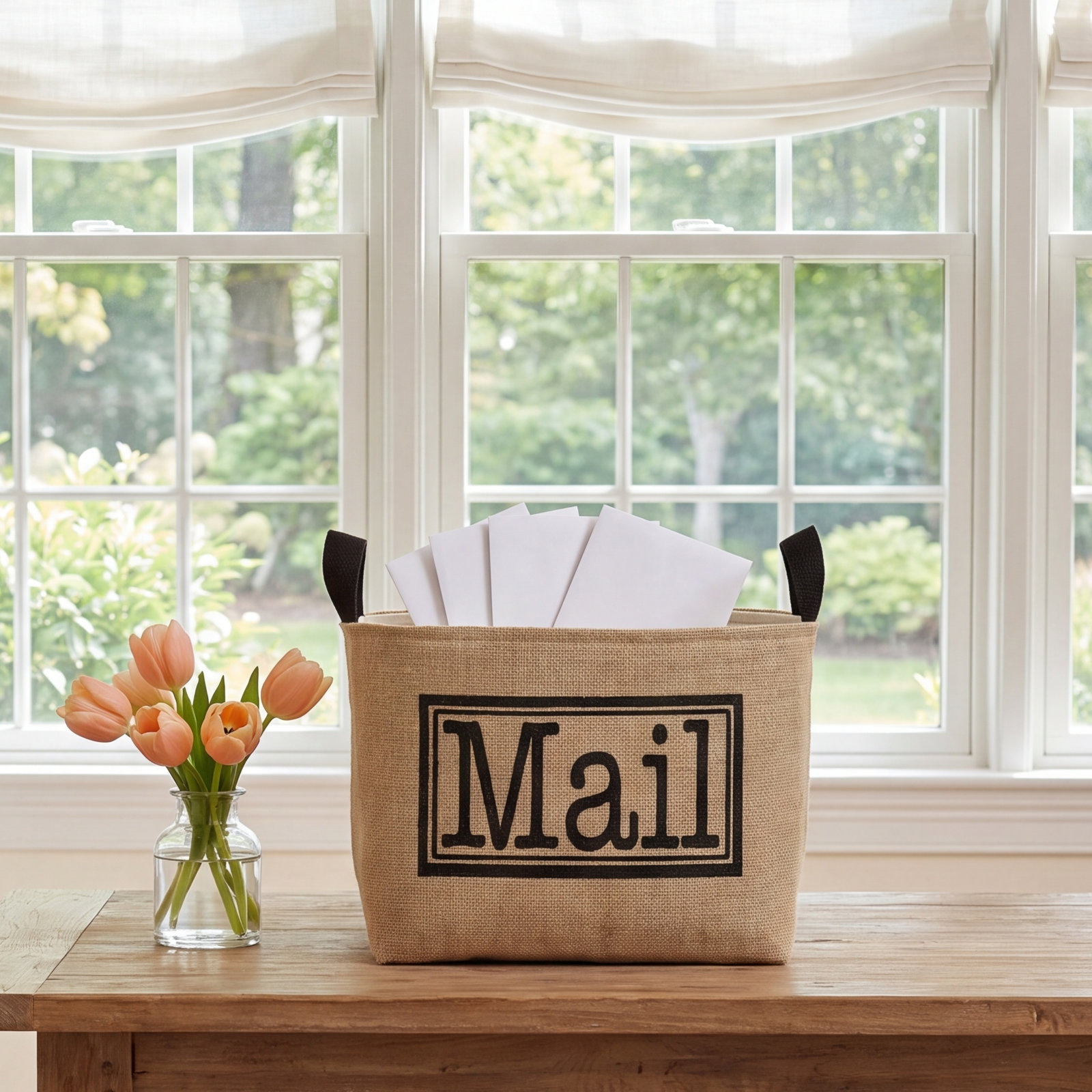 Mail Burlap Storage Fabric Bin