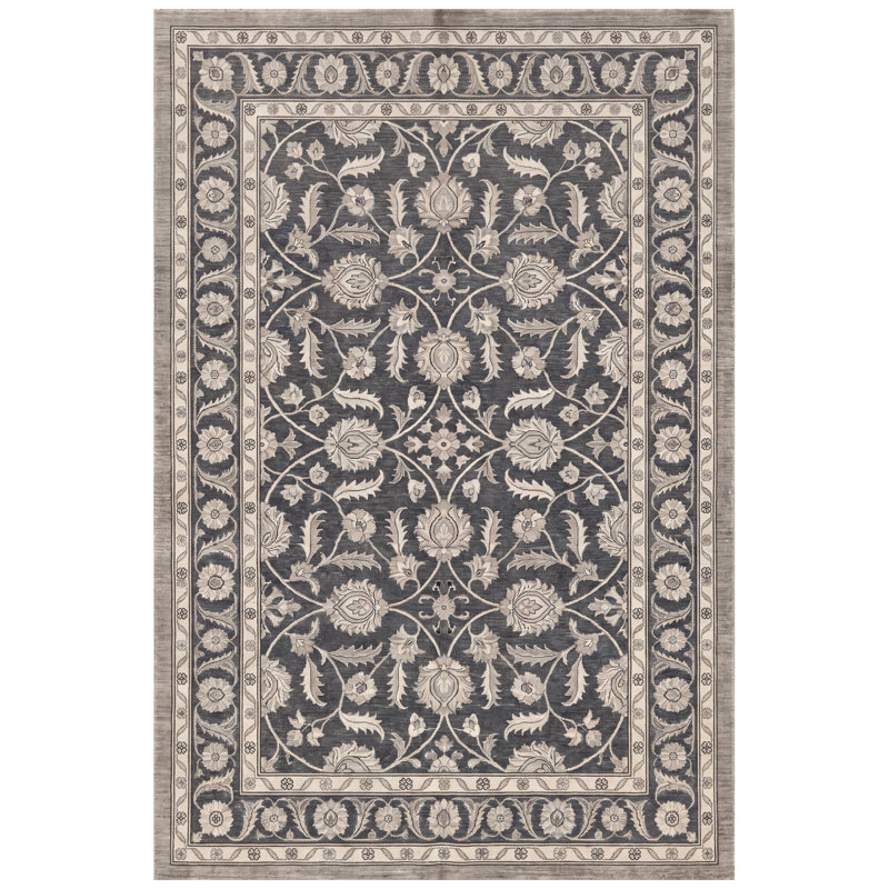 Selwyn Traditional Overdyed Solid Gray Ivory Beige Machine Washable Non-Slip Low Pile Indoor Outdoor Pet Friendly Living Room Bedroom Dining Room Entryway Hallway Office Area Rug