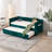 Twin Size Upholstered Daybed with Trundle,USB Port ,Side Pockets, Modern V-grained backrest Design,No Box Spring Needed, for Bedroom, Guest Room ( Emerald, Twin)-1497297204