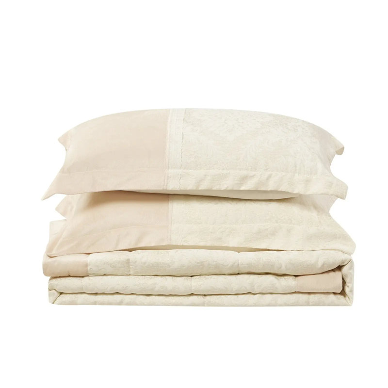 Stylish Home Floral Bedspread with Pillowcases, Super King Bedspread + 2 Standard Pillowcases, Cream