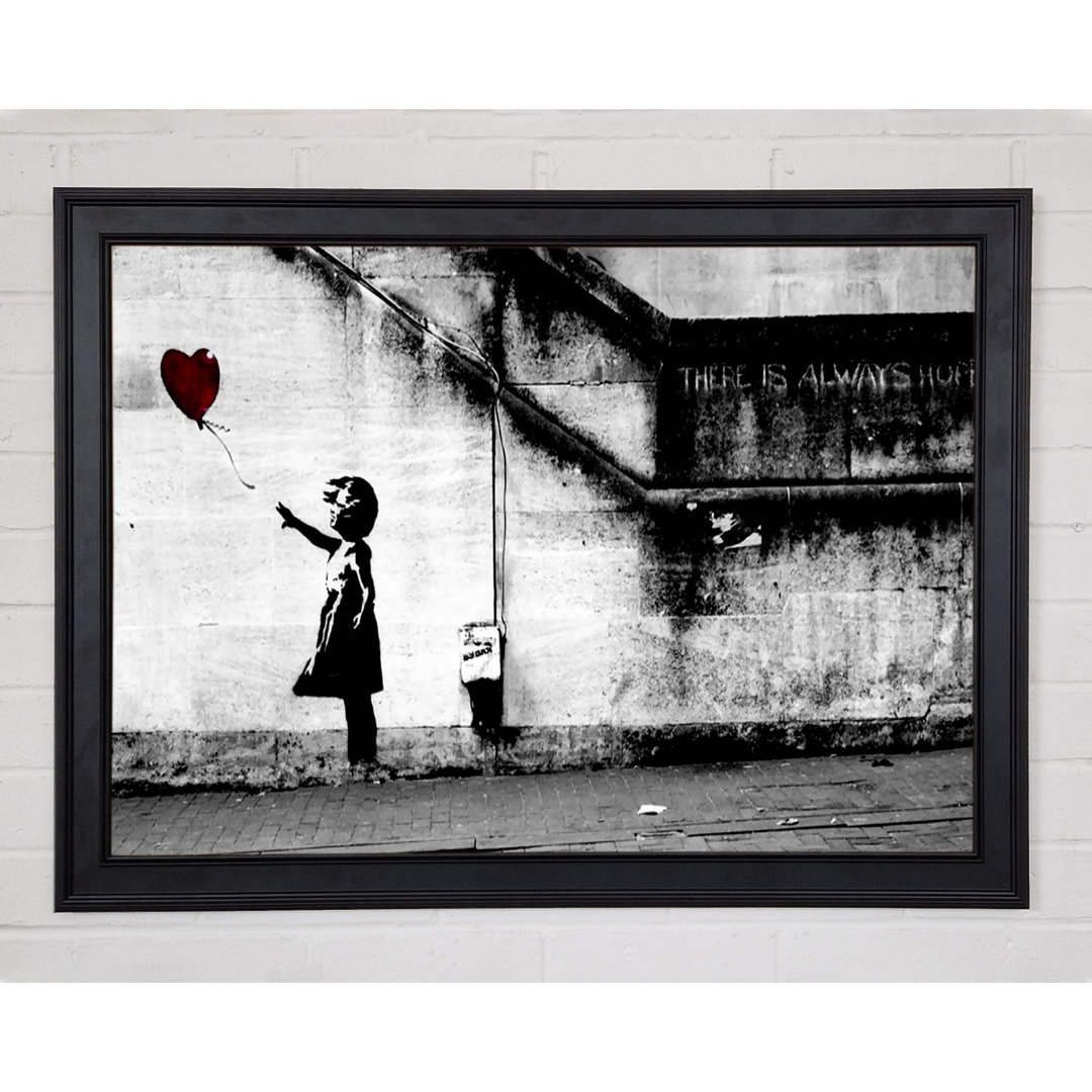 Red Heart Balloon Girl Gerahmter Druck