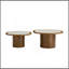Ensemble de table basse irrégulière, table basse 2 pièces en placage de bois de ronce, table de table en pierre frittée avec piédestal robuste en bois aggloméré, table d'appoint arrondie pour le salon, le bureau-560114968
